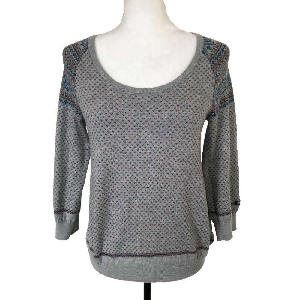 NORTH FACE Long Sleeve Nordic Sweater Womens Size Medium Wool Blend Gray